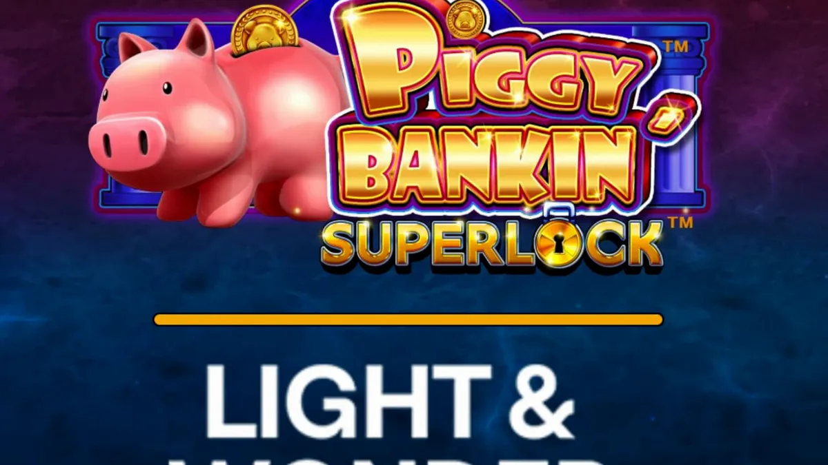 Tampilan visual slot Piggy Bankin’ Super Lock dengan tema kekayaan dan emas.