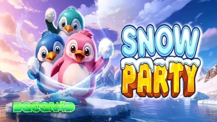 Tampilan visual permainan slot Snow Party dengan tema kutub yang ceria