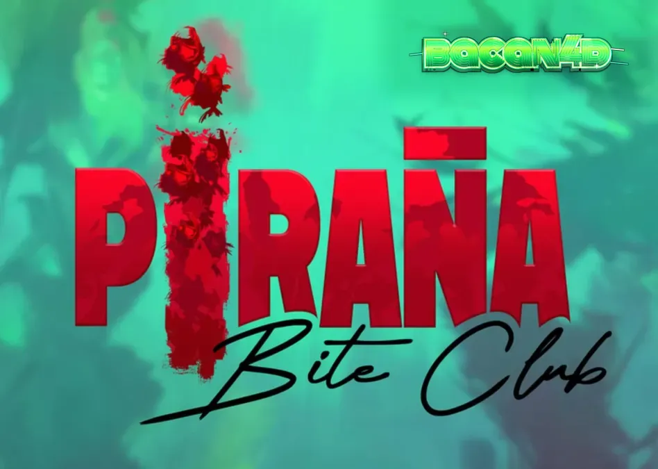 Piranha Bite Club slot game interface with tropical pin-up theme